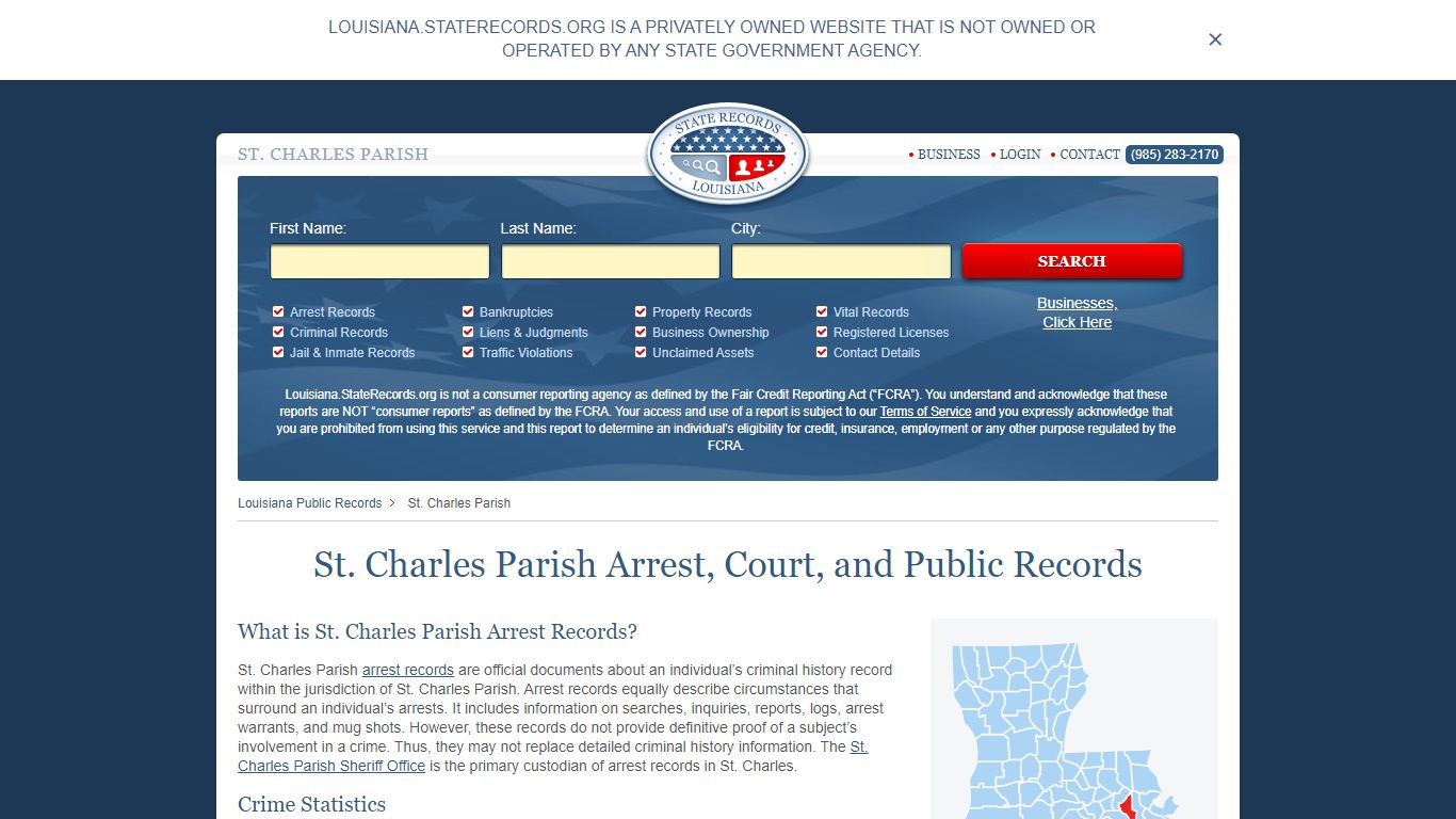 St. Charles Parish Arrest, Court, and Public Records