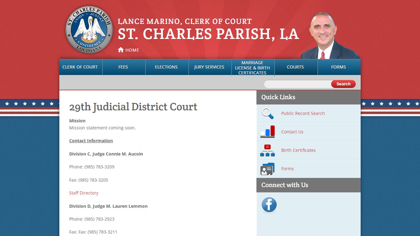 29th Judicial District Court - St. Charles Parish, LA Elections